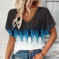 thumbnail image 3 of Xuyuer Womens T Shirt Casual Short Sleeve V-Neck Graphic T-Shirt Tops Tees Summer Dressy Casual Tops Pleated FrontVintage Shirt for Women Graphic Tee Casual Cottagecore Summer T Shirt, 3 of 6