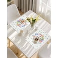 thumbnail image 5 of Easter Cute Rabbits Placemats Set of 12, Colorful Eggs Country Flowers Blue Pot Placemats for Dining Table, Place Mats for Kitchen Tabletop, Waterproof Wipeable Dining Table Mats Set, 5 of 9