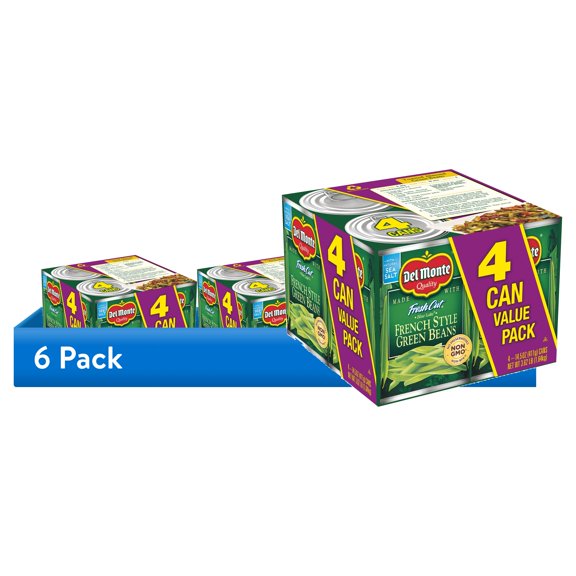(6 pack) Del Monte Blue Lake French Style Green Beans, 14.5 oz Can (Pack of 4), Canned Vegetables