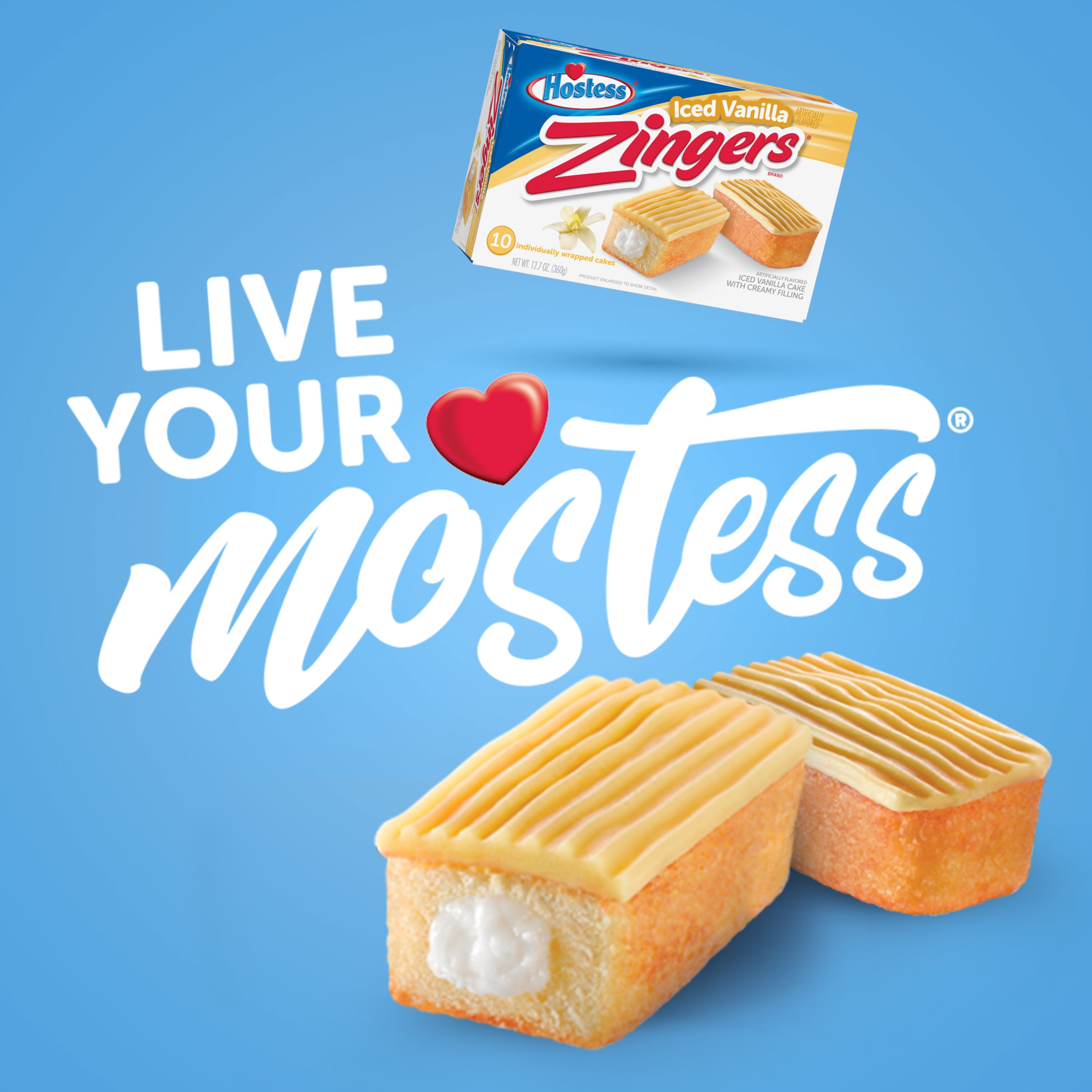 HOSTESS Iced Vanilla ZINGERS, Iced Vanilla Cakes - 12.70 oz, 10 Count (3 Pack) Free Gift from Winrock Store