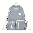 thumbnail image 3 of Vibrant Color Block Nylon Backpack - Spacious Multiple Pockets Travel Schoolbag with Durable Zipper Closure, Polyester Lining, and Stylish Aesthetic Design, 3 of 5