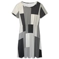 thumbnail image 3 of Geometric Art, Black And White Beige Dress Fashion Beach Short Sleeve Dresses Female Party Printed Sundress, 3 of 7