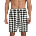 thumbnail image 2 of Rocae Houndstooth Black And White for Men's Soft Sleep Pajama Shorts, Waistband and Pockets, 2 of 9