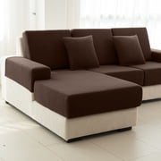 Sanmadrola Waterproof Couch Cushion Cover for Sectional Sofa,Slipcover Stain Resistant High Elasticity Wear-Resistant Striped Sofa Cover,Brown 3 Piece Set +1 Chaise for Furniture, Children, Pets
