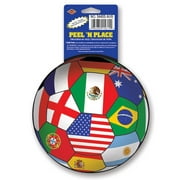 Club Pack of 12 Multi-Colored "International" Peel 'N Place Soccer Themed Decals 5.25"