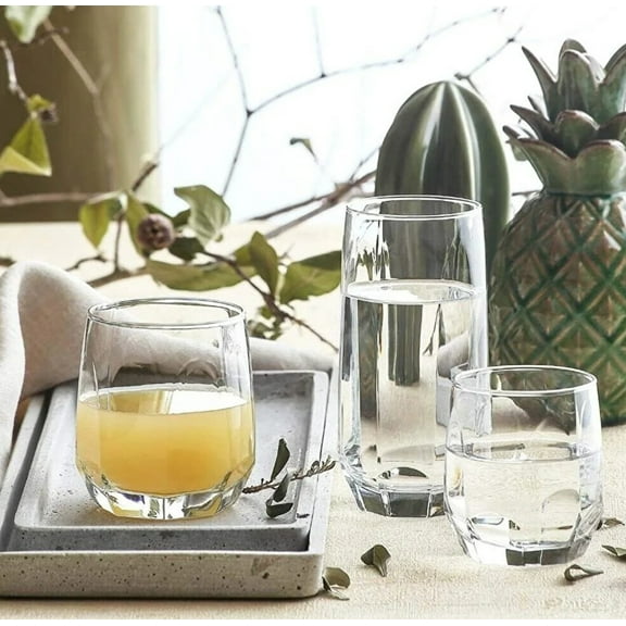 Glass Water Cups, Set of 18