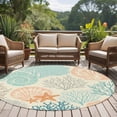 thumbnail image 6 of 6ft Round Rug Coastal Turquoise Area Rugs for Living Room Bedroom Washable Non Slip Circle Rug Ocean Coral Starfish Shell Modern Sea Indoor Floor Carpet for Kitchen Entryway Office Dining Room, 6 of 9