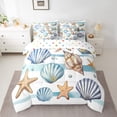 thumbnail image 2 of Erosebridal Kawaii Seashell Bedding Sets Twin Size, Cute Starfish Comforter Sets with Sheets, Ocean Animal Decor, Reversible 7pcs, 2 of 6