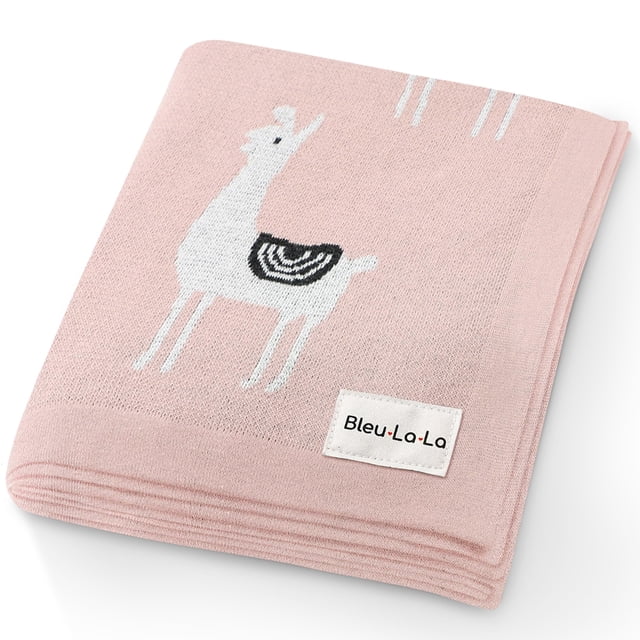 Manta de bebé Bleu La La Llama rosa 91x81 cm de punto de algodón
