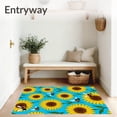 thumbnail image 3 of ODIKA 2'x3' Machine Washable Non-Slip Area Rug, Blooming Sunflower Meadow With Honeybee Accents High Traffic Rug, Blue, 717604, 3 of 7