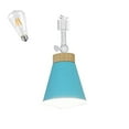 thumbnail image 1 of FSLiving 1-Pack 12V Retro Mini Adjustable Angle H-Type Track Lighting E26 Base Ceiling Light Track Light Fixture Nordic Style Macaron Blue Metal Shade for Gallery Mirror Front Office Loft, 1 of 7