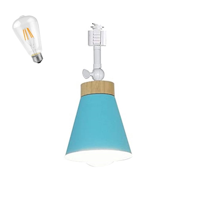 FSLiving Lot de 1 12V Rétro Mini Angle Réglable Éclairage de Rail H-Type Base E26 Plafonnier Luminaire de Rail Style Nordique Macaron Bleu Abat-Jour en Métal pour Galerie Miroir avant Bureau Loft