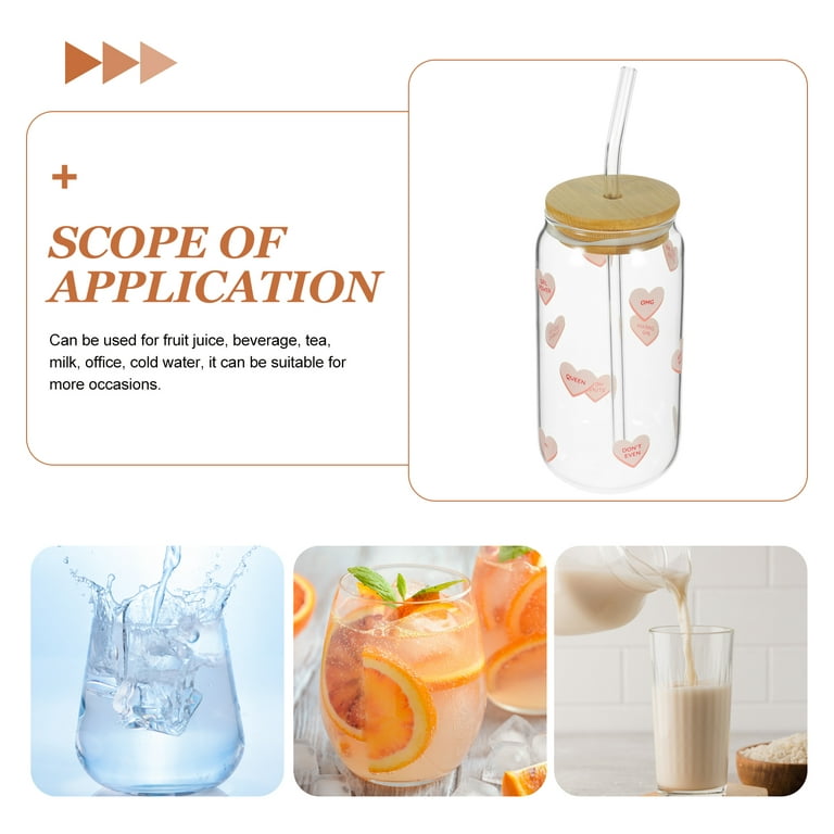 Free shipping】Can shaped Glass cold juice cup with glass straw