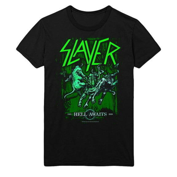 Slayer Neon Hell Awaits Unisex T-Shirt - Black - Small