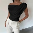 thumbnail image 5 of Women Summer Off the Shoulder Crop Cute Tops Sleeveless One Shoulder Ruched Y2K Going Out Tank Top, 5 of 7