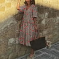 thumbnail image 2 of Dyegold Sundresses for Women Casual Beach - Women's Maxi Dresses V Neck Short Sleeve Boho Plus Size Floral Print A-Line Swing Long Casual Graduation ​​Sun Dress, 2 of 5