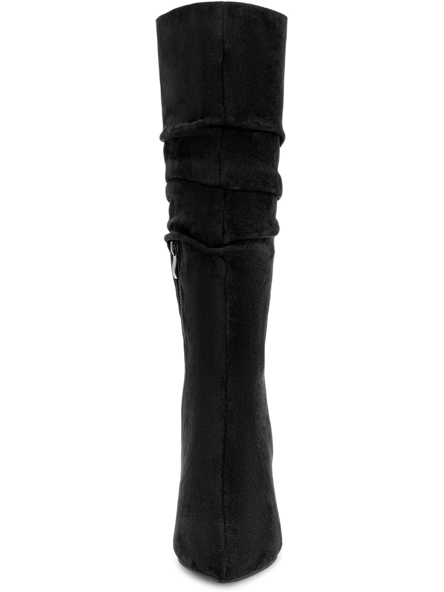 DARING DIVA Women's Stylish Pointed Toe Slouched Stiletto Heels Boots Black 9