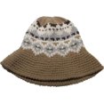 thumbnail image 5 of CoCopeaunts Wide Brim Bucket Hats Vintage Pattern Wool Pure Hand Crochet Coarse Wool Autumn Winter Fisherman Hat for Women, 5 of 8