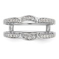 thumbnail image 4 of 14K White Gold Ring Band Wedding Diamond Round Guard, Size 6, 4 of 7