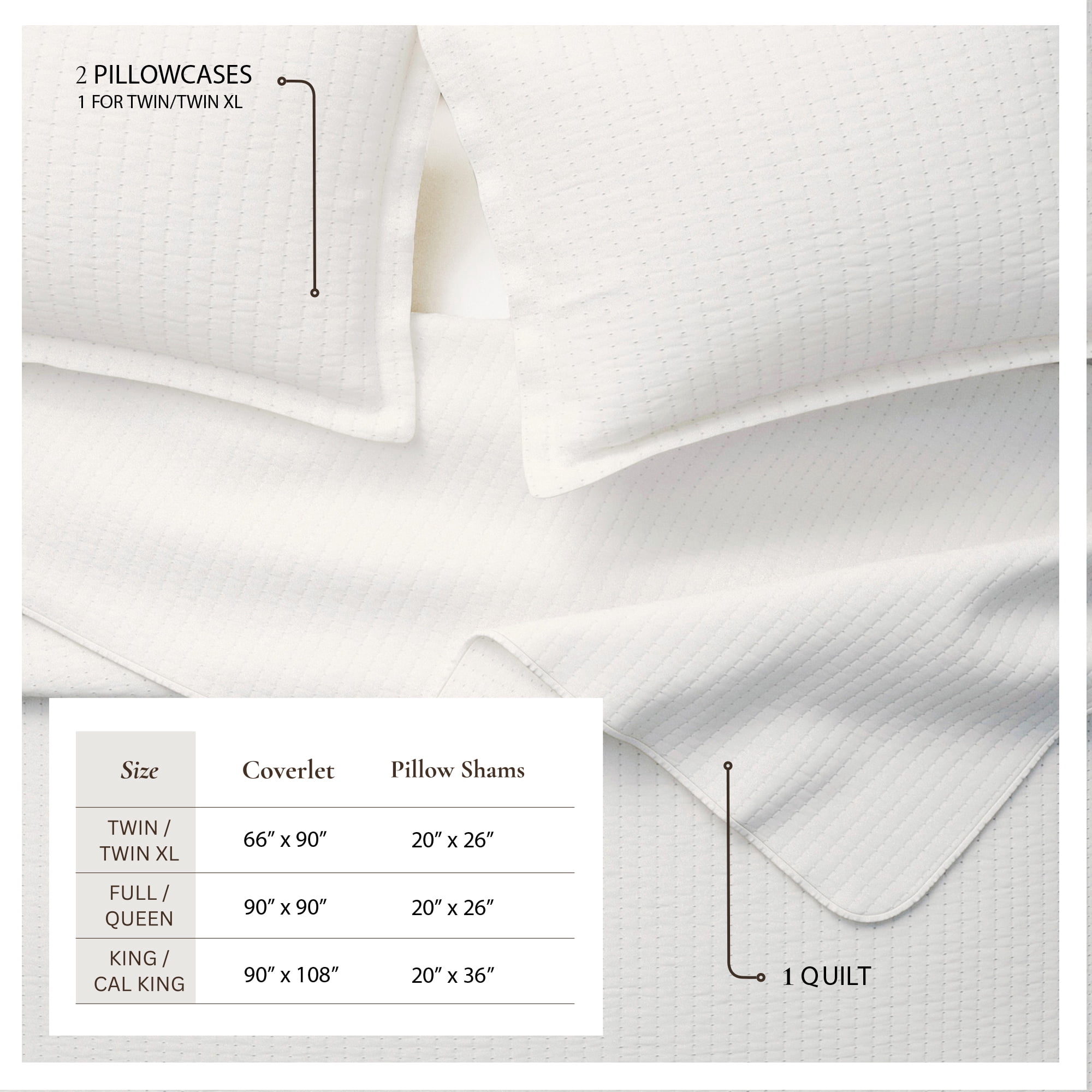 Solid Quilt Set - Lightweight, Soft, All-Season - 2-Piece Reversible Channel Stitched Bedding Set (Twin / Twin XL, White)