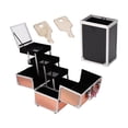 thumbnail image 1 of Maletin para Maquillaje, Estuche de Maquillaje Profesional con 3 Bandejas y Espejo, Caja de Maquillaje Portátil con Cerradura, Aluminio Caja para Maquillaje Ideal Para Viajes y Cosmetiquera (Negro), 1 of 6