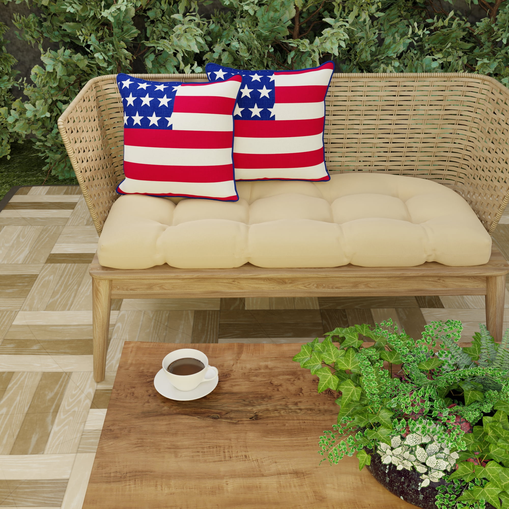 Jordan Manufacturing 18" x 18" Red, White and Blue Flag Outdoor Throw Pillow (2-Pack)