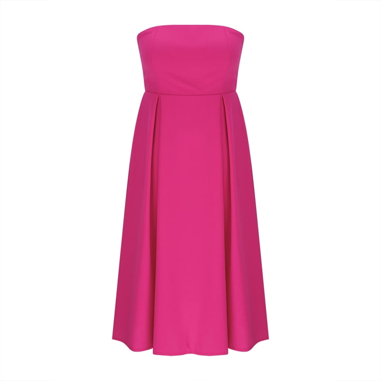 knee length dresses for ladies Danni Strapless Bandeau Midi Dress Navy  Girl In Mind