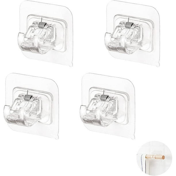 Soportes para cortinas sin taladro, ganchos adhesivos para cortinas, soportes para barras de cortina, soportes para barras autoadhesivos para colgar cortinas o toalleros (juego de 4)