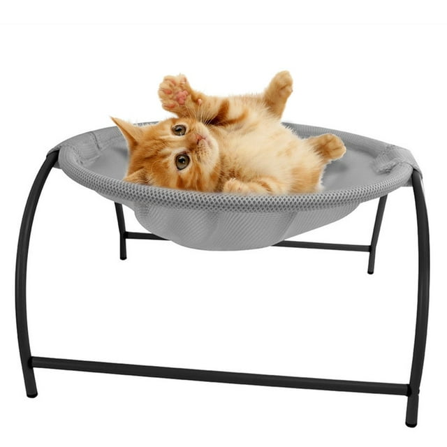 Cat Hammock Bed Free-Standing Cat Sleeping Bed Hanging Nest with Detachable Cover Stable Structure Detachable Washable Elevated Cat Hammock Cat Cooling Cot