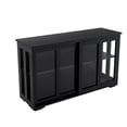 thumbnail image 4 of Visentor 42 Inch Kitchen Storage Cupboard, Dining Room Storage Cabinet with Glass Door, Sideboard Buffet Table, Black, 4 of 6