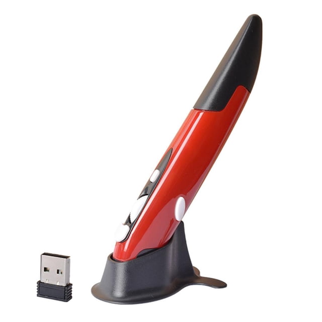 Ratón óptico inalámbrico de 2,4 GHz con bolígrafo ajustable de 800/1200/1600 DPI para PC y portátil rojo