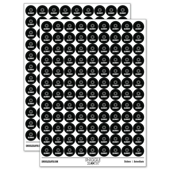Sunny Weather Day Planner 200  Round Stickers - Black - Gloss Finish - 0.50" Size