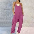 thumbnail image 2 of Comdrip Womens Jumpsuit, Womens Casual Summer Jumpsuit Sleeveless Loose Solid Color Comfortable Strap Loose Jumpsuit Pocket Jumpsuit for Women Overalls for Women Purple1 S, 2 of 5