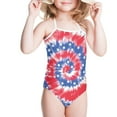 thumbnail image 3 of FOR U DESIGNS Fashion Lace up Bathing Suits Blue Red Whilpool Tie Dye Stars Girls One Piece Swimsuit Size 7-8T Quick Dry Halter Neck Swimwear, 3 of 6
