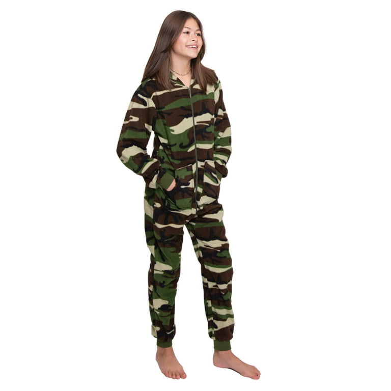Hoodie Fleece Camouflage Onesie Jumpsuit Pajamas for Boys Girls
