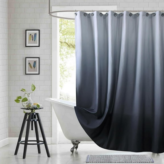 Extra Wide Fabric Shower Curtain, Blue Ombre Waterproof Around Shower Curtains for Bathroom, Microfiber Cloth Wide Bath Curtains, 108" W x 84" H