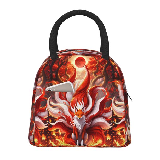Balery Red Sun Flame Fox Bolsa de Almuerzo para Mujeres, Caja de Almuerzo, Bolsa de Almuerzo Pequeña Impermeable, Tote de Almuerzo Reutilizable con Gran Capacidad