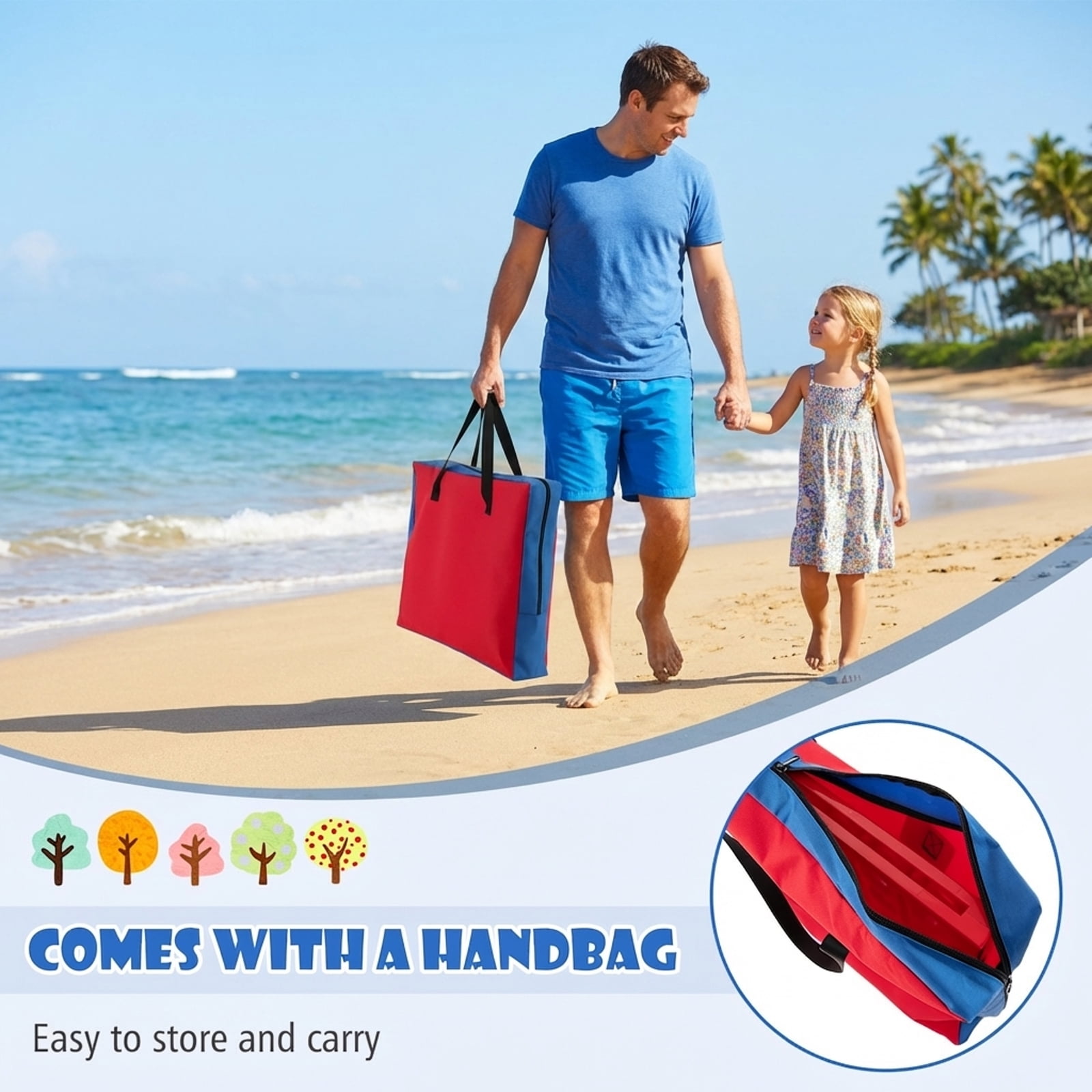 Redsmile Jumbo 4-to-Score Connect Game Set with Carrying Bag and 42 Coins in Blue - Family Game Night Entertainment for All Ages Indoor Outdoor Yard Party Fun