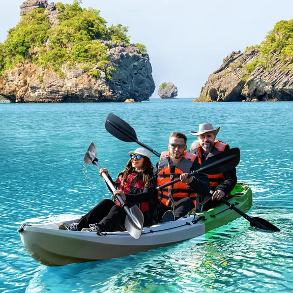 Danolapsi Fishing Kayaks, 12.4FT, 2-3 Person Sit on Top Kayak for Adults with Paddle & Comfortable Seat, Capacity of 600LBS, Hard Shell Recreational Ocean Kayak Boat