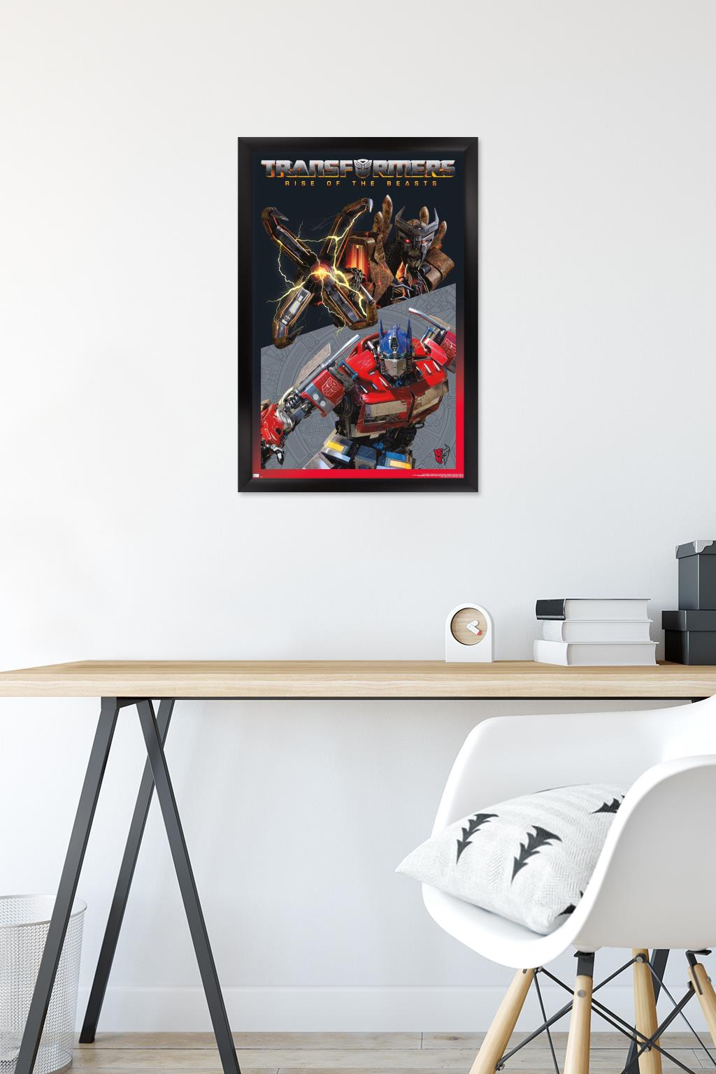 Transformers: Rise of the Beasts - Optimus Prime vs. Scourge Wall Poster, 14.725" x 22.375" Framed
