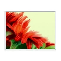 Designart 'Red Floral Brush Strokes On Green' Traditional Framed Canvas Wall Art Print
