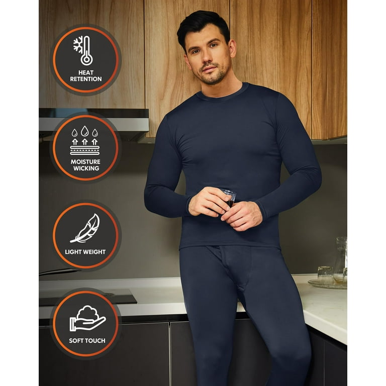 CL convallaria Men s Thermal Underwear Long Johns 2Pack Soft and Warm Long Underwear Base layer for Cold Weather