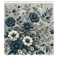 thumbnail image 4 of Ambesonne Navy Blue Shower Curtain, Wild Monochrome Flowers, 69"Wx84"L, Blue Coconut, 4 of 4