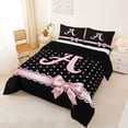 thumbnail image 2 of Manfei Letter A Print Full Size Comforter Sets,Pink Dreamy Bow Bedding Comforter Set,Black Reversible,3pcs,1 Comforter and 2 Pillowcases, 2 of 7