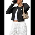 thumbnail image 3 of Cárdigan de Cuello Redondo con Botones para Mujer, Suéter de Punto de Larga, Ropa de Abrigo Negro S, 3 of 8