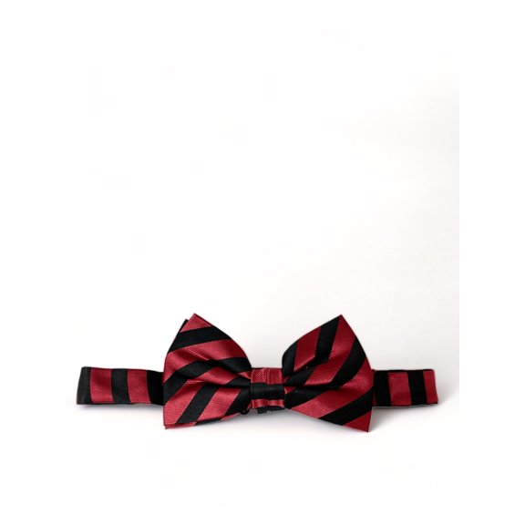 Red and Black Striped Silk Bow Tie Set