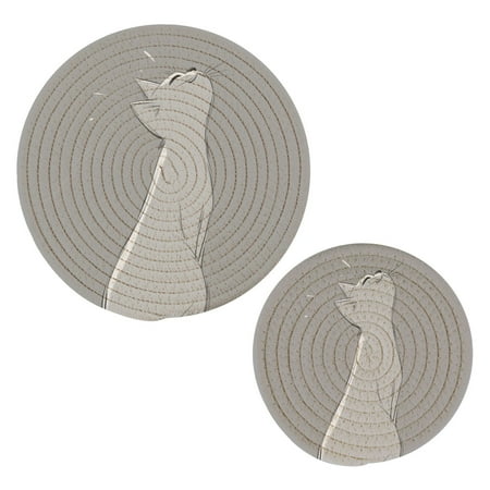 

Hand Drawn Cat Cotton Braided Potholders 2 Pack Heat-Resistant Pads 7.09 and 9.45