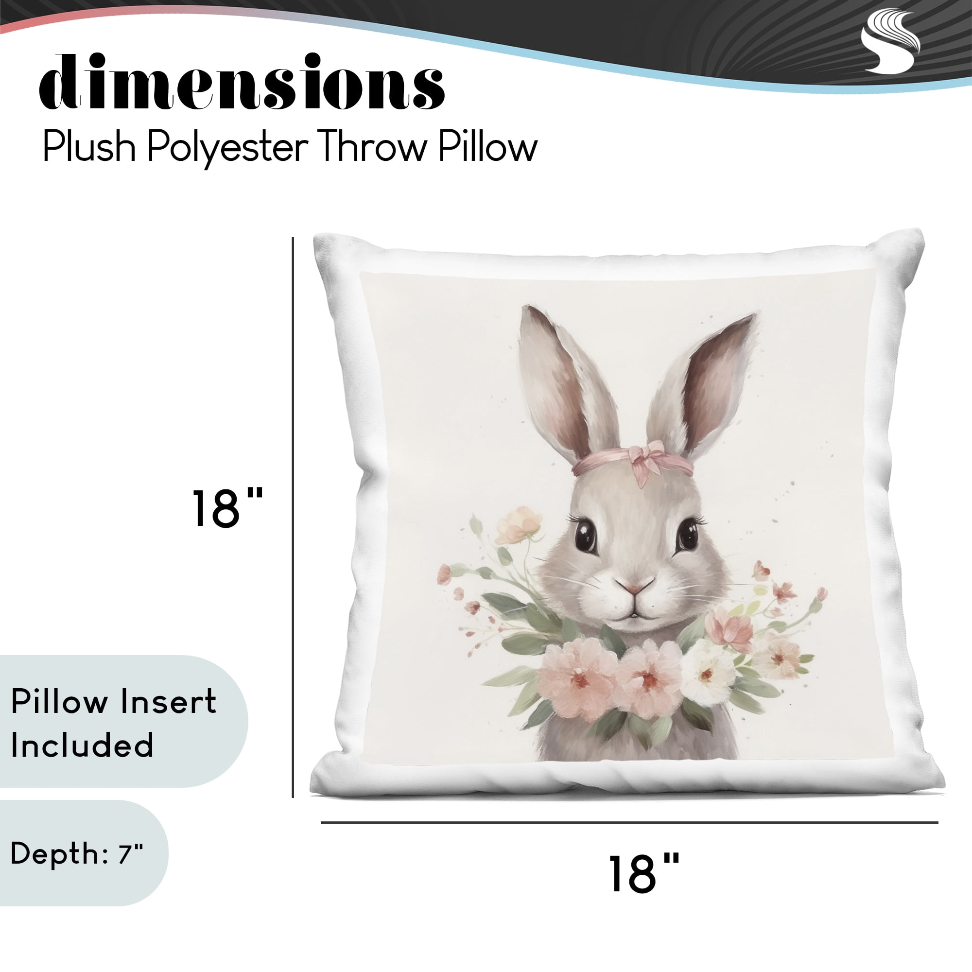 Stupell Industries Girly Floral Rabbit Decorative Printed Throw Pillow, design by Lazar Studio