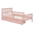 thumbnail image 5 of Twin Size Platform Bed for Kids, Wood Bed Frame with Guardrails and Two Storage Drawers, Twin Storage Bed Frame for Bedroom, Guest Room, Pink, 5 of 9