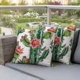 thumbnail image 3 of Outdoor Pillow Covers Tropical Green Cactus Red Flower Waterproof Pillow Cases 16x16 Set of 2, Summer Succulent Throw Pillow Cover Pillowcase for Patio Balcony Couch Garden, 3 of 9